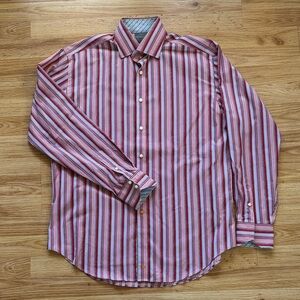 Thomas Dean Striped Button-Up Shirt - size Large
